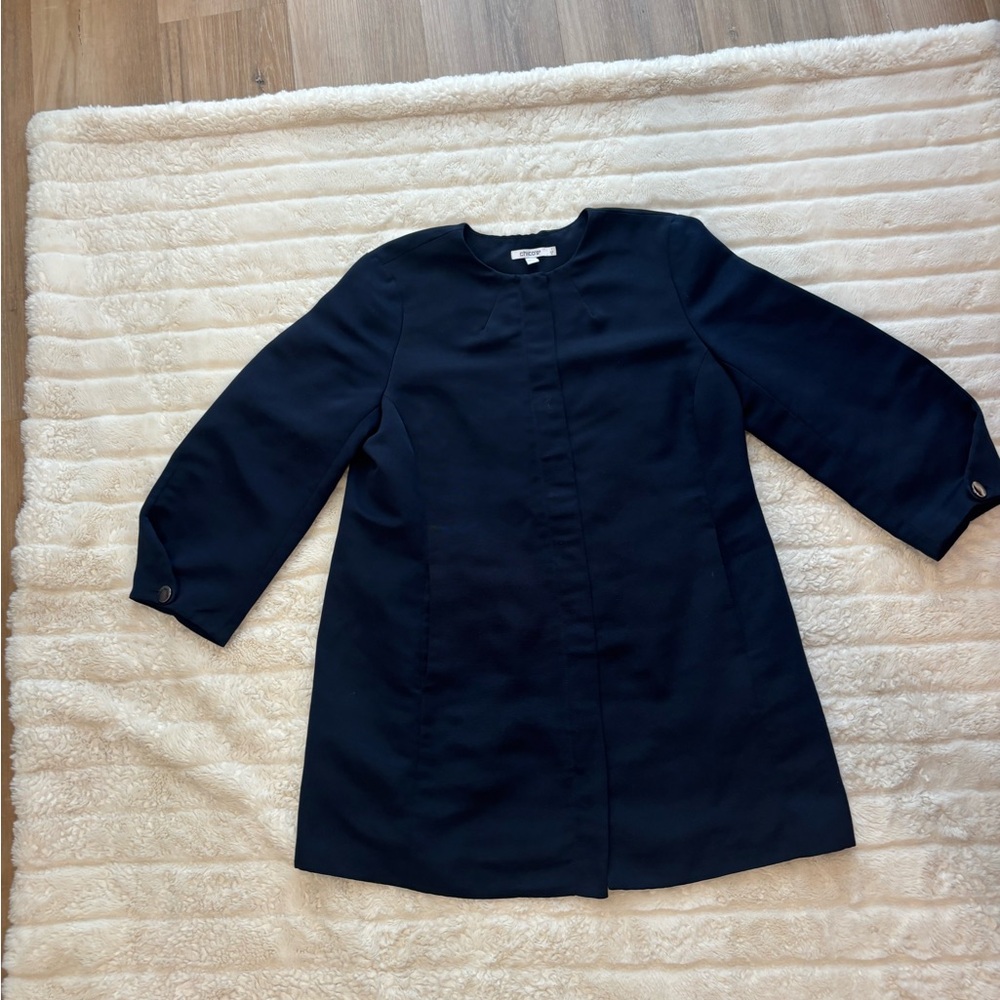 Chico's Classic Navy Faille Lined Topper Jacket – Size 1 (US Medium/8-10)